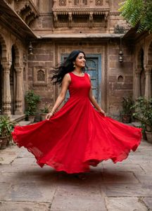 Elegant Red Flowy Maxi Dress