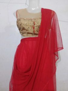 Red & Golden Lehnga Unstitched Koti