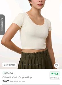 Cream Ribbed Crop Top