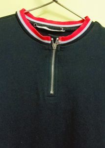 Black Long One Piece Dress With Red Strip On Neck