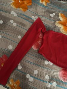Red Off-Shoulder Crop Top