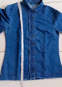 Denim Shirt 🌈 With Ruffle Sleeve