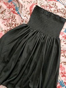 Strapless Smocked Black Dress