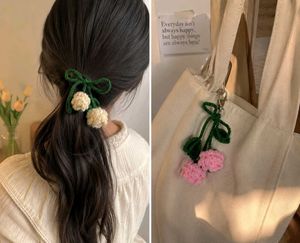 Crochet Cherry Hair Clip & Keychain Set