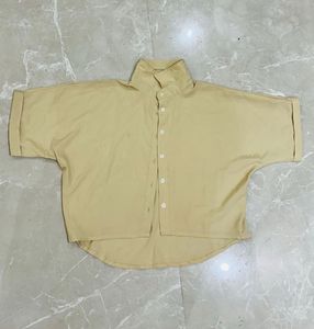 Oversized Beige Collared Shirt