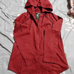 Womens Hooded Button-Up Shirt
