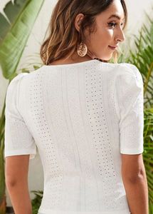 White Eyelet Puff Sleeve Top