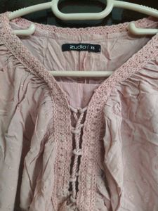 Chic Pink Lace-Up Crop Top