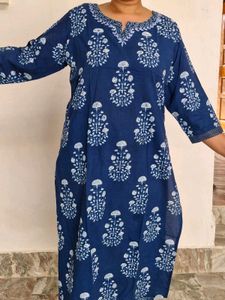 Blue Floral Print Kurta Set with Dupatta
