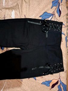 Stylish Black Lace-Up Pants