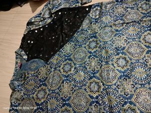 Stylish Printed Kurti with Black Embellishment
