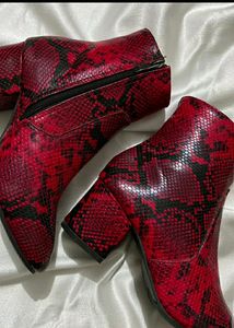 Red Snake Print Boots