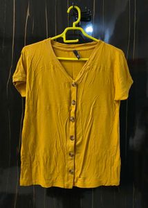 Mustard Button-Down Top