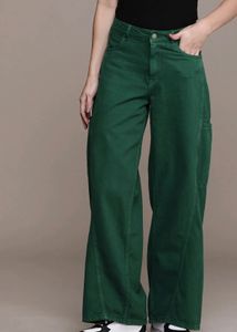 Green Wide-Leg Jeans
