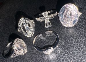 Set of 5 Gothic Cross Rings