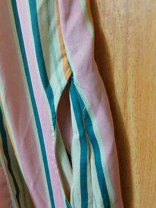 Striped Sleeveless Dress with Lace Collar