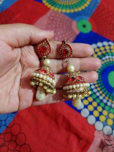 Beautiful Red Jhumka Earrings