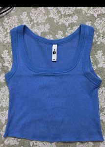 Blue Ribbed Tank Top
