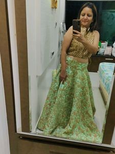 Lehenga Crop Blouse With Matching Clutch