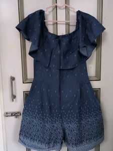 Blue Ruffle Playsuit
