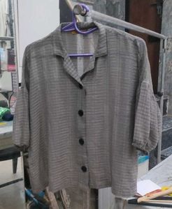 Gray Button-Down Top