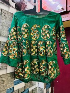 Embroidered Green Blouse