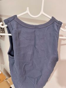 Ribbed Sleeveless Blue Tank Top