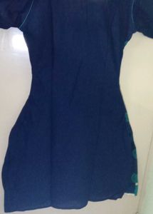 Blue Kurta Set with Green Embellishments