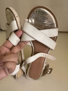 White &amp; Gold Platform Sandals