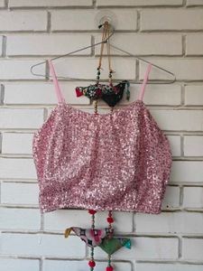 Sparkling Sequin Crop Top &amp; Palazzo Set