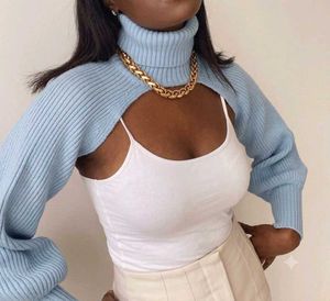 Light Blue Turtleneck Cut-Out Sweater