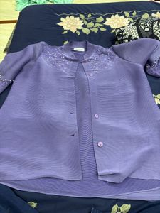 Lavender Kurta coord Set with Pearl Embellishments