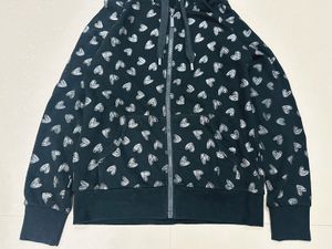 Cute Heart Print Zip-Up Hoodie 🇺🇸