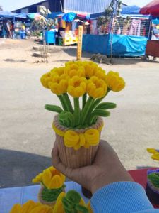 Handmade Yellow Flower Pot Decor