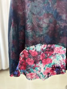 Floral Print Sheer Overlay Tunic