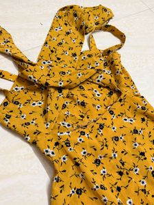 Yellow Floral Spaghetti Strap Dress