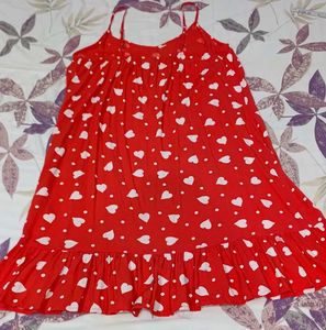 Red Heart Print Sundress