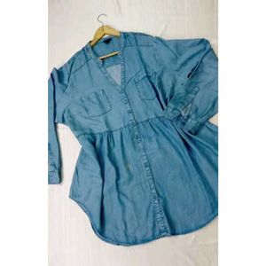 Blue Denim Tunic Top with peplum look