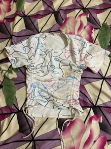 Printed White Crop top