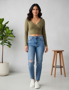 Ribbed Wrap Crop Top