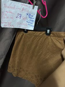 Forever 21Brown Suede Skirt Cut-out Hem26-28