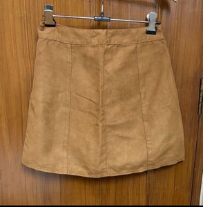 H&amp;M Button-Front Suede Mini Skirt