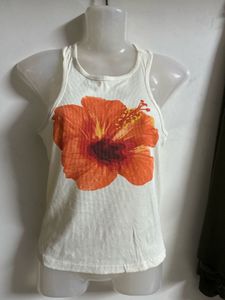 White Floral Tank Top