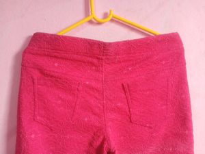 Vibrant Pink Textured Jeans