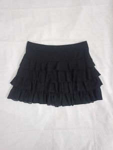 Black Ruffled Mini Skirt