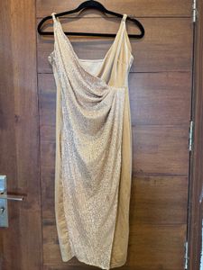 Elegant champagne gold midi dress