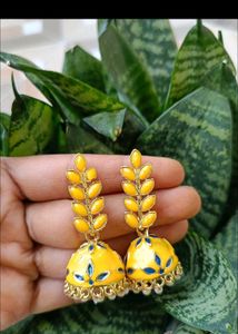 Yellow Jhumka Earrings