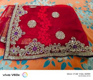 Beautiful Red Embroidered Saree