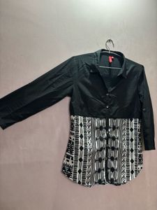 Fame Forever Black &amp; White Printed Shirt
