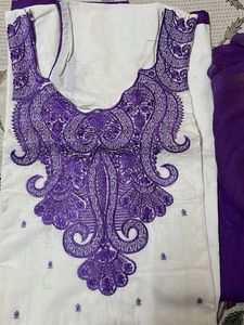 Elegant Purple &amp; White Kurta Set
